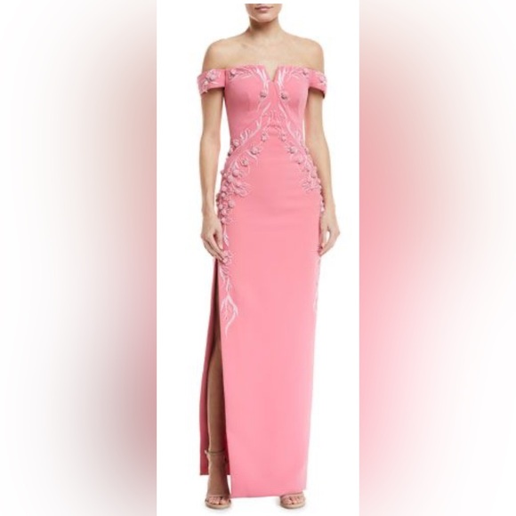 Zac Posen Dresses & Skirts - ZAC POSEN**Elegant Pink Gown with White Embroidery***US 12 $6995 NWT